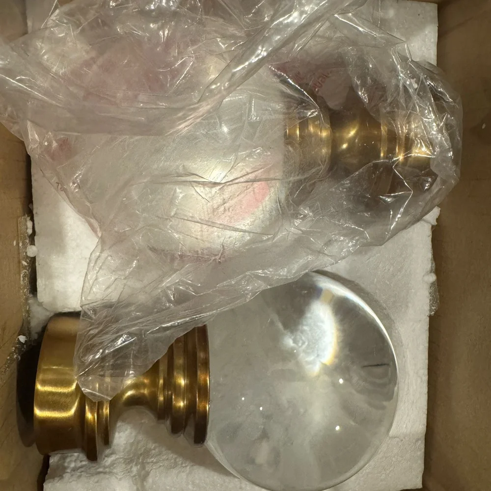Restoration Hardware Crystal Ball Finials Large Lacquered Burnished Brass